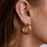 Dominique Triple Open Hoop Earrings Gold