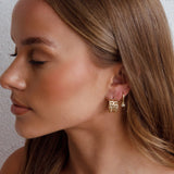 Twelve O'clock Drop Diamante Hoop Earrings Gold