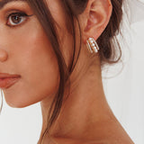 Odette Pearl Diamante Earrings Gold
