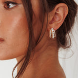 Odette Pearl Diamante Earrings Gold