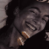 Odette Pearl Diamante Earrings Gold