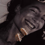 Odette Pearl Diamante Earrings Gold