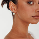 Aliyah Diamante X Pearl Earrings Gold
