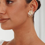 Andrea Clear Flower Earrings Gold
