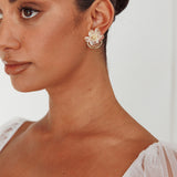 Andrea Clear Flower Earrings Gold
