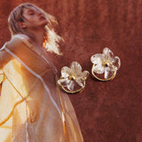 Andrea Clear Flower Earrings Gold
