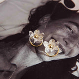 Andrea Clear Flower Earrings Gold