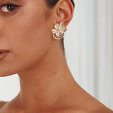 Andrea Clear Flower Earrings Gold