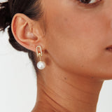 Maia Pearl Diamante Earrings Gold