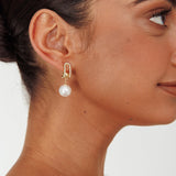 Maia Pearl Diamante Earrings Gold