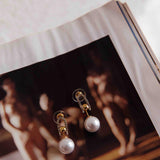 Maia Pearl Diamante Earrings Gold