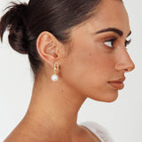 Maia Pearl Diamante Earrings Gold