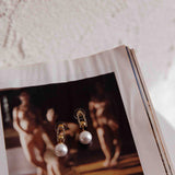 Maia Pearl Diamante Earrings Gold