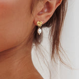 Le Jardin Flower Pearl Earrings Gold