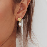 Le Jardin Flower Pearl Earrings Gold