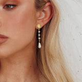 Mercy Pearl & Crystal Drop Earrings Gold
