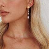 Mercy Pearl & Crystal Drop Earrings Gold