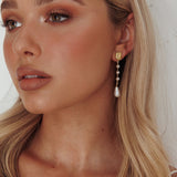 Mercy Pearl & Crystal Drop Earrings Gold
