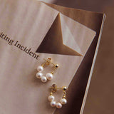 Milly Pearl Bead Earrings Gold