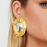 Achilles Two Toned Round Earrings Gold