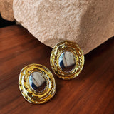 Achilles Two Toned Round Earrings Gold
