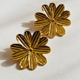 Lucid Drop Flower Earrings Gold
