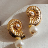 Memoir Shell and Pearl Earrings Gold