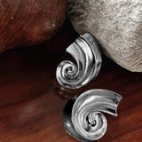 Calypso Spiral Shell Earrings Silver