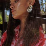 Calypso Spiral Shell Earrings Silver