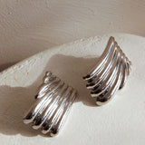 Wisdom Grooved Rectangle Earrings Silver