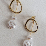 Amelie Pearl Drop Stud Earrings Gold