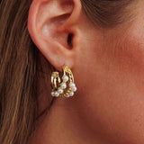 Serenity Pearl Hoop Earrings Gold