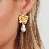 Camryn Drop Pearl Earrings Gold