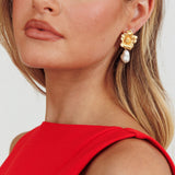 Camryn Drop Pearl Earrings Gold