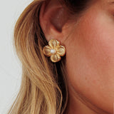 Flower Power Pearl Earrings Gold