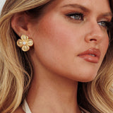 Flower Power Pearl Earrings Gold