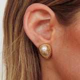 Anika Stud Pearl Earrings Gold