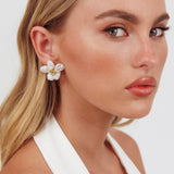 Lilleth Baroque Pearl Flower Earrings Gold