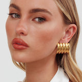Astra Rectangle Curve Earrings Gold