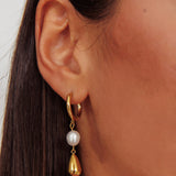 Elodie Teardrop Pearl Earrings Gold