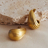 Melonie Striped Ridged Earrings Gold