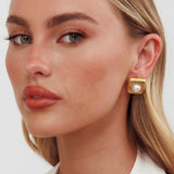 Kalina Square Hammered Earrings Gold