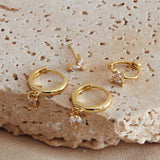 Treasures Crystal Accent Earrings Set Gold