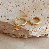 Star Burst Hoop Earrings Set Gold
