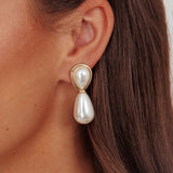 Elizabeth Droplet Earrings Gold Pearl