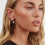 Isadore Hoop And Stud Earrings Set Light Silver/Pearl