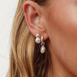 Isadore Hoop And Stud Earrings Set Light Silver/Pearl
