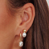 Isadore Hoop And Stud Earrings Set Gold Pearl