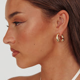 Chiara Half Hoop Stud Earrings Gold