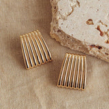 Parker Ridged Geometric Earrings Gold
